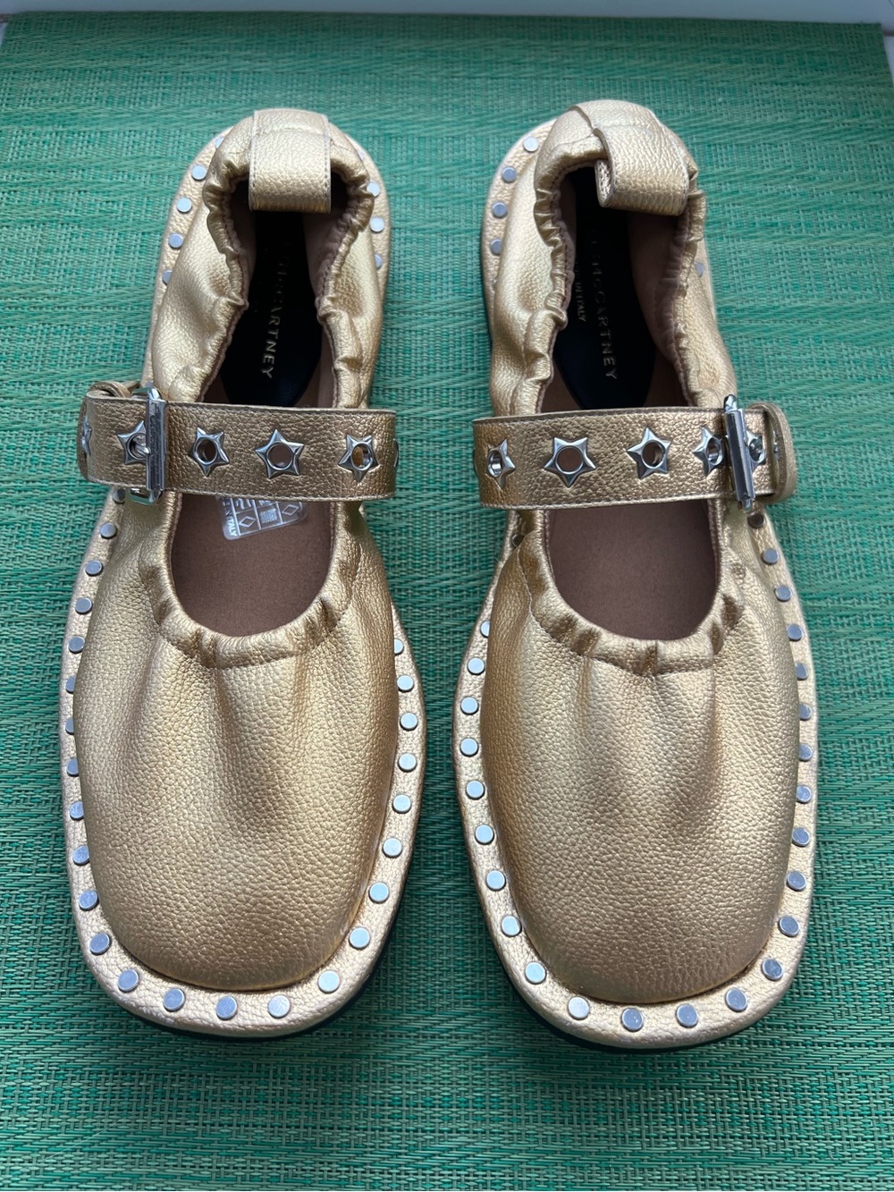 Stella McCartney - Falabella Mary Jane flats in metallic gold
